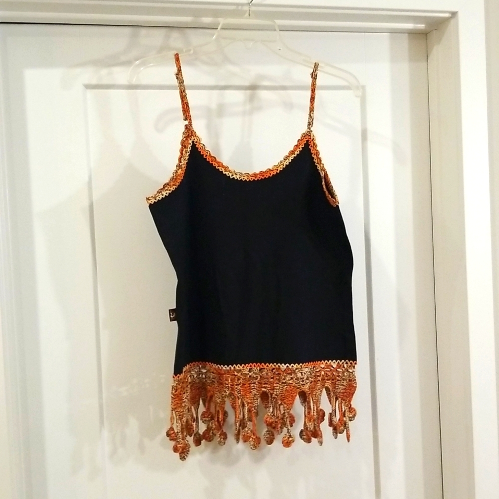 Bangalore Spaghetti Strap Fringed Camisole Size L